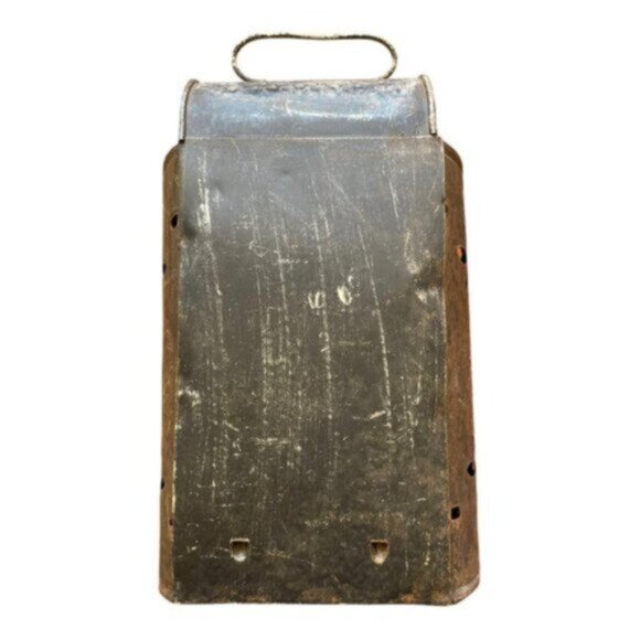 Punched Tin Metal Rustic Lantern with Mini Oil Lamp & Hanger Hinged Door - Picture 5 of 12